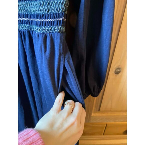 Boden | Rosamund Smocked Long Sleeve Midi Dress w/ pockets | Size 12 - Picture 6 of 6